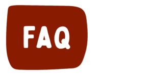 White text in front of a red block shape reads "FAQ"